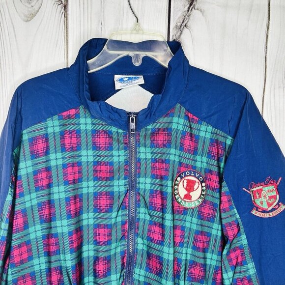 VTG Starbus Blue Tartan Weather Screen Windbreaker Sz XL Volvo Legends Series - Picture 2 of 10